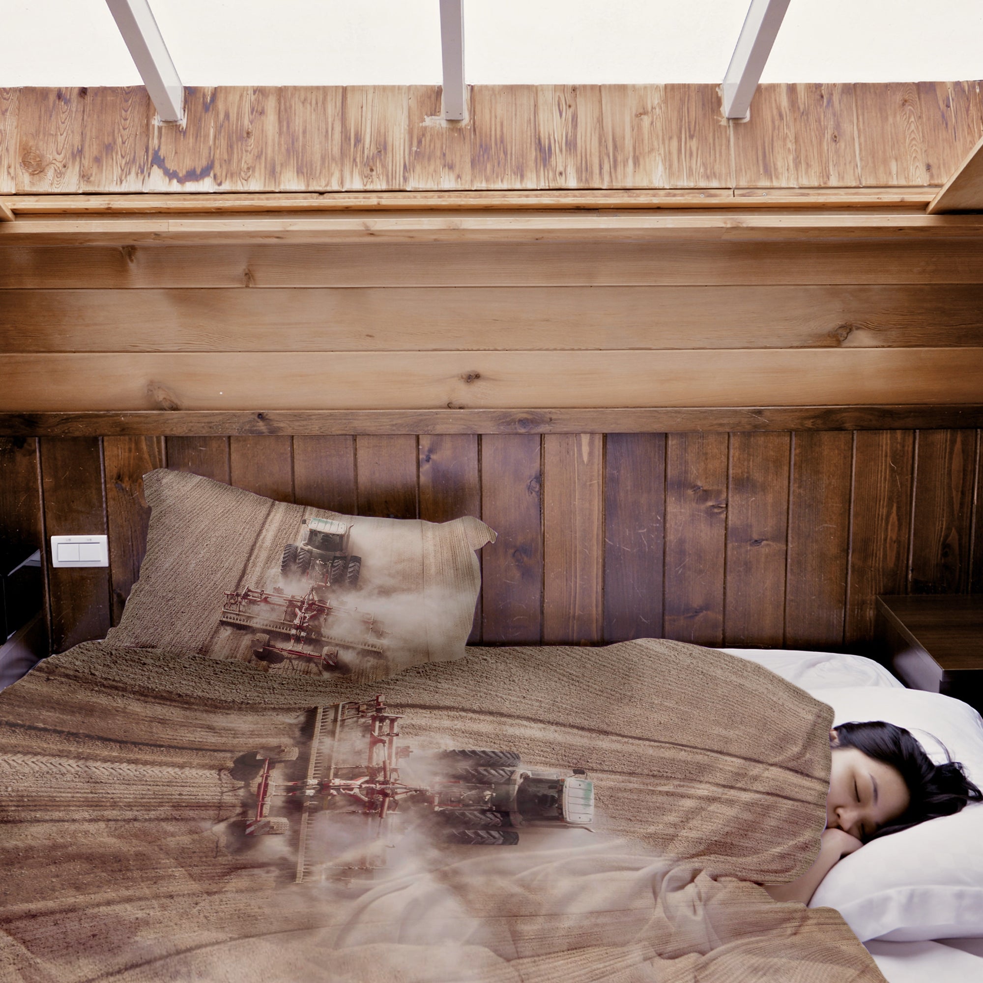 Juego de ropa de cama con manta terapéutica Tractor en polvo