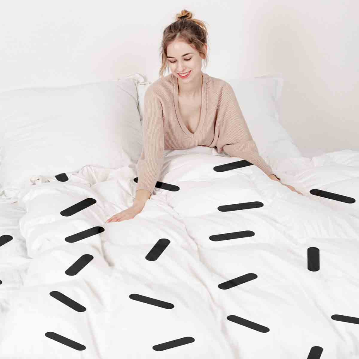 Therapiedekens beddengoedset met zwarte strepen