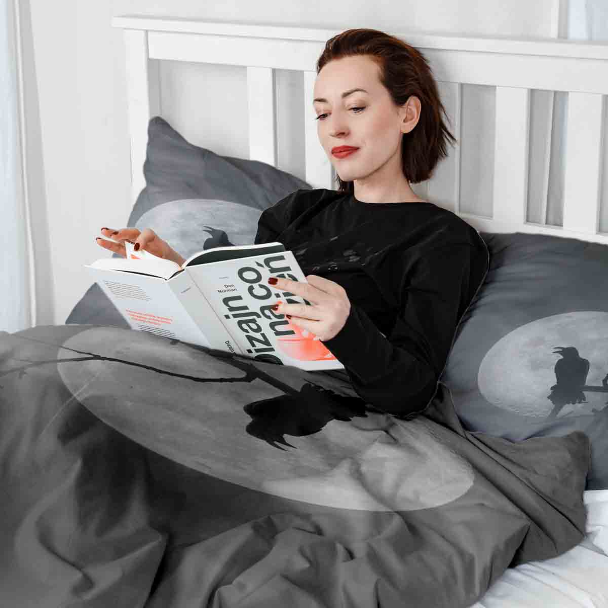 Therapy blankets bedding set raven in the moonlight