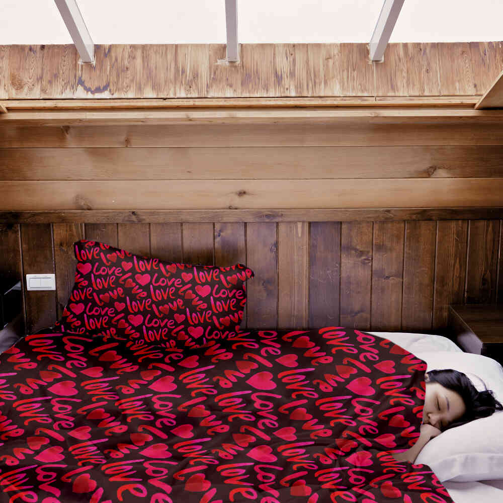 Therapiedekens beddengoed set zwart met opschrift Love