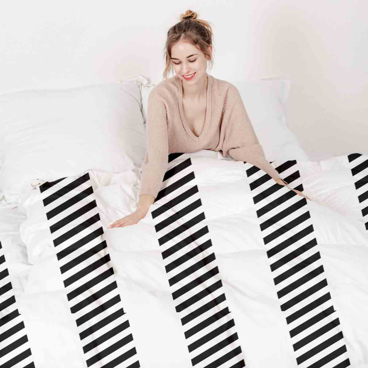 Manta terapéutica original - Funda de algodón gris con rayas gruesas y delgadas