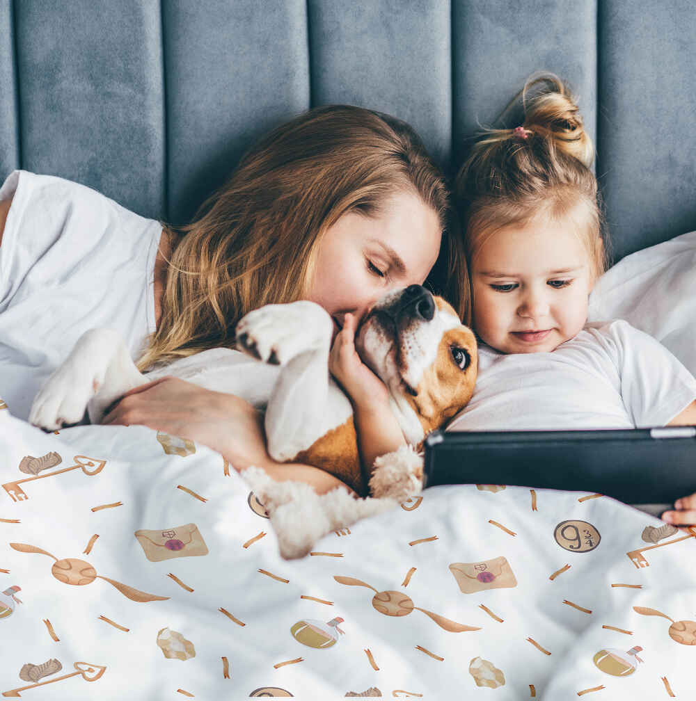 Therapy blankets bedding set white with Schnatz