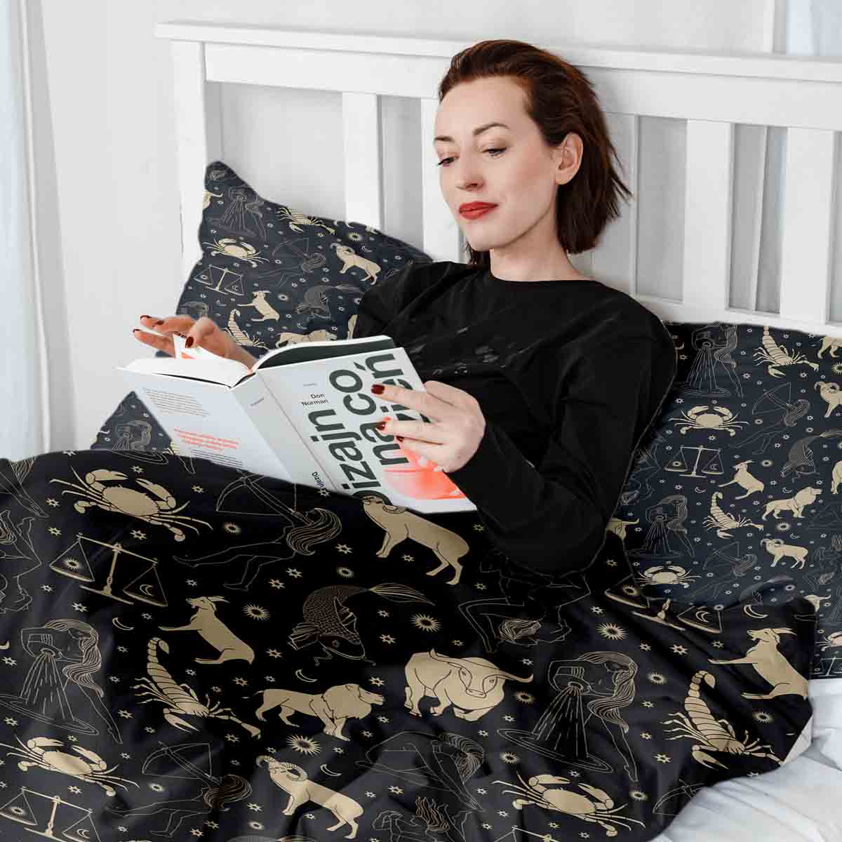 Therapiedekens Beddengoed Set Zwart Sterrenbeelden