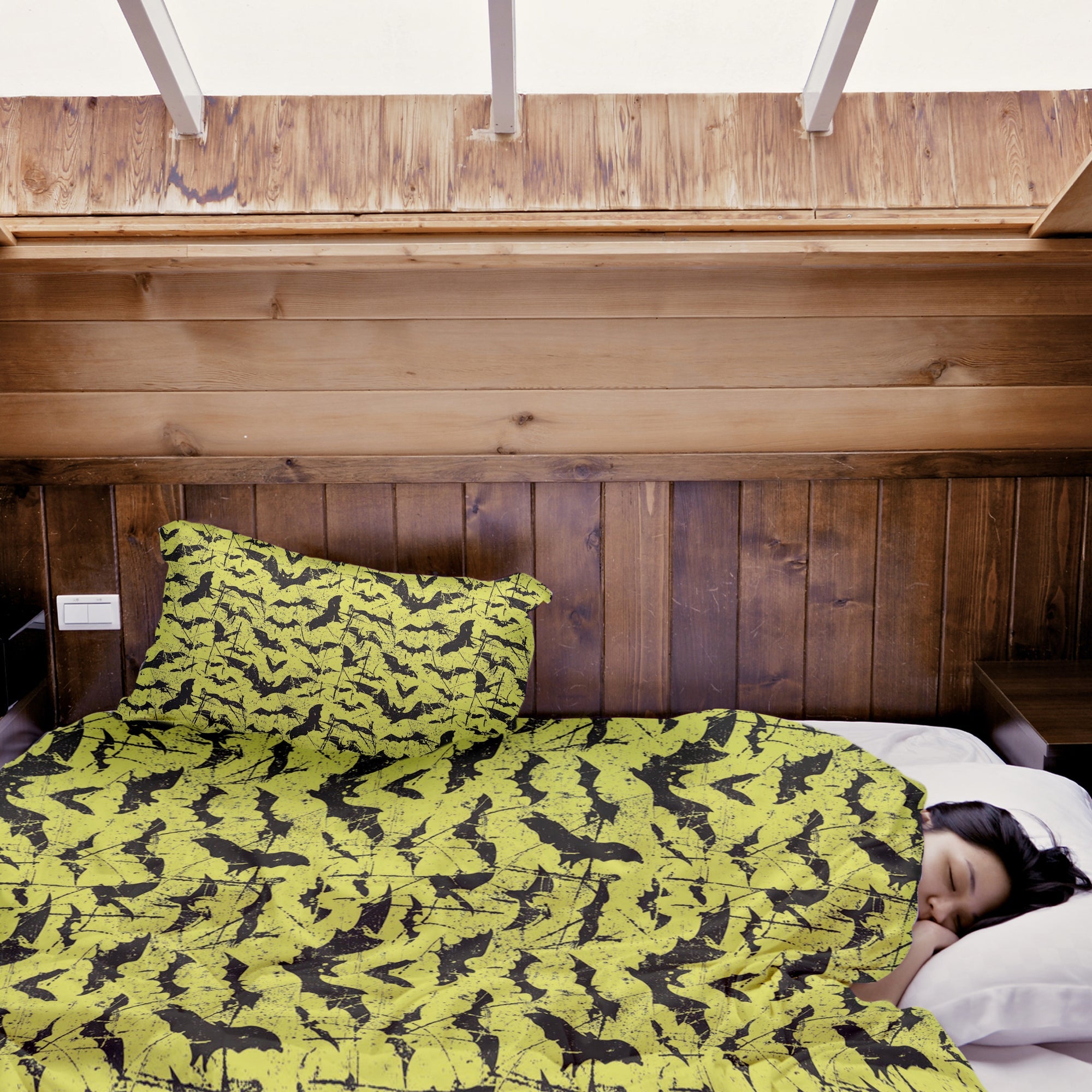 Therapy blankets bedding set yellow bat