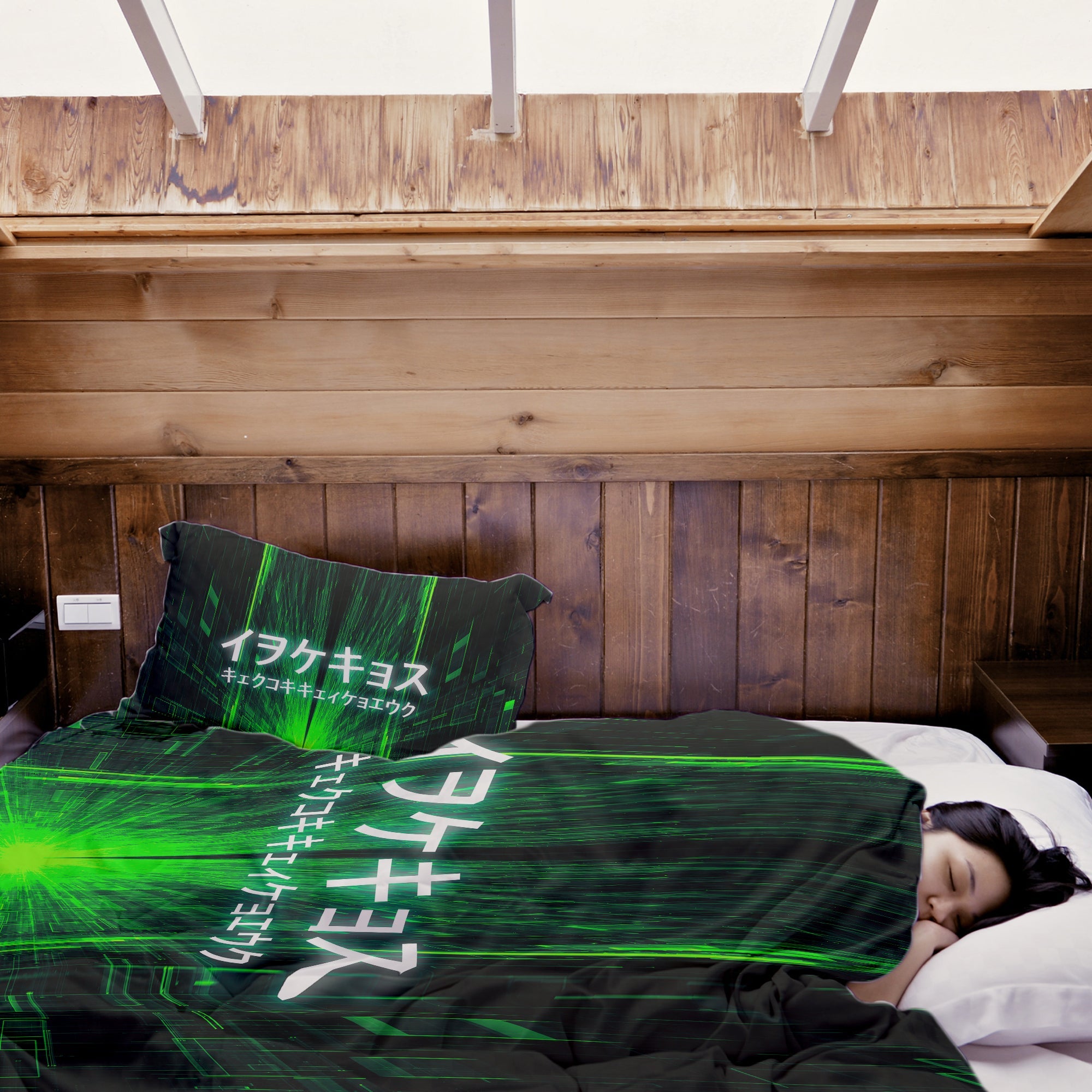 Originele therapiedeken - katoenen hoes groen met Chinese tekst