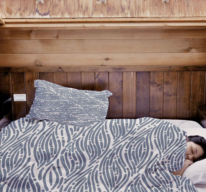 Originele therapiedeken - katoenen hoes golvend patroon blauw