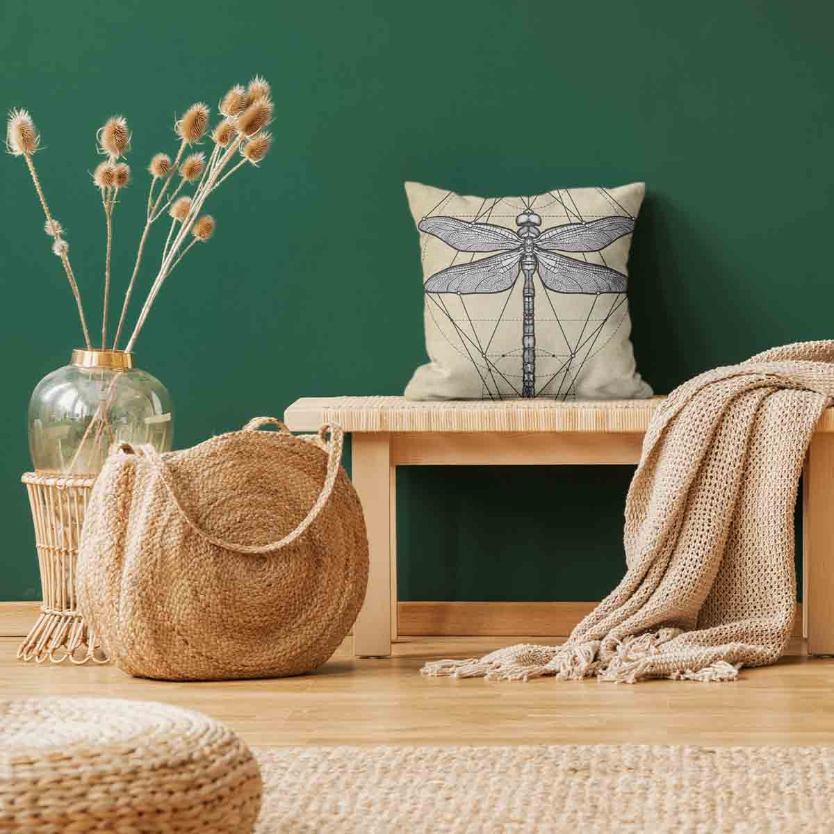 Health Pillow Yellow with Dragonfly