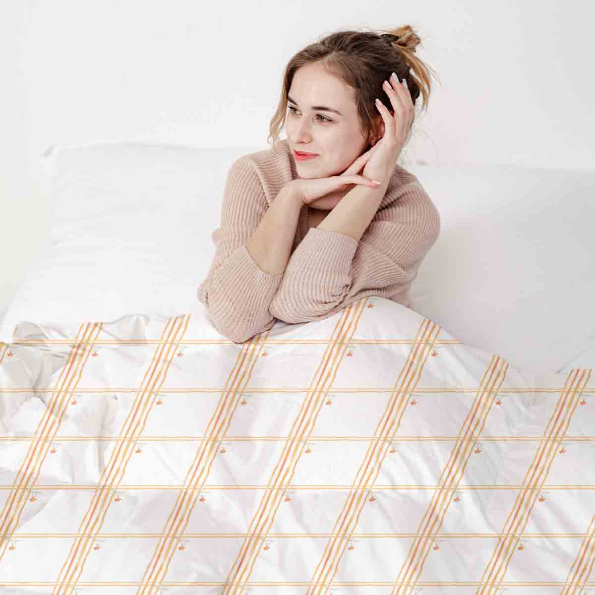 Therapy blankets bedding set yellow checkered