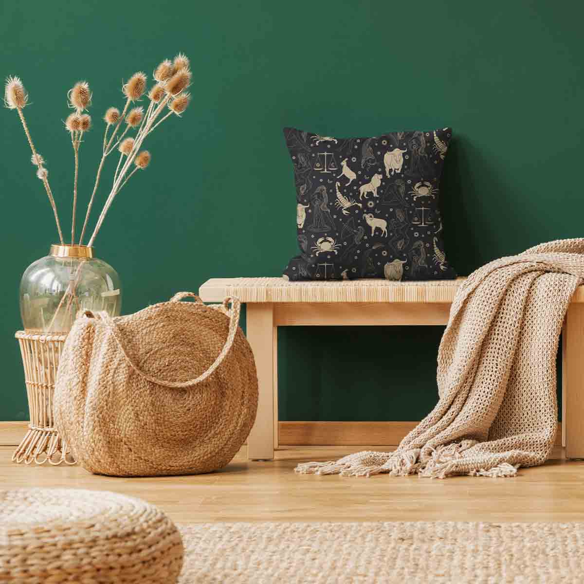 Cuscino salute nero costellazioni