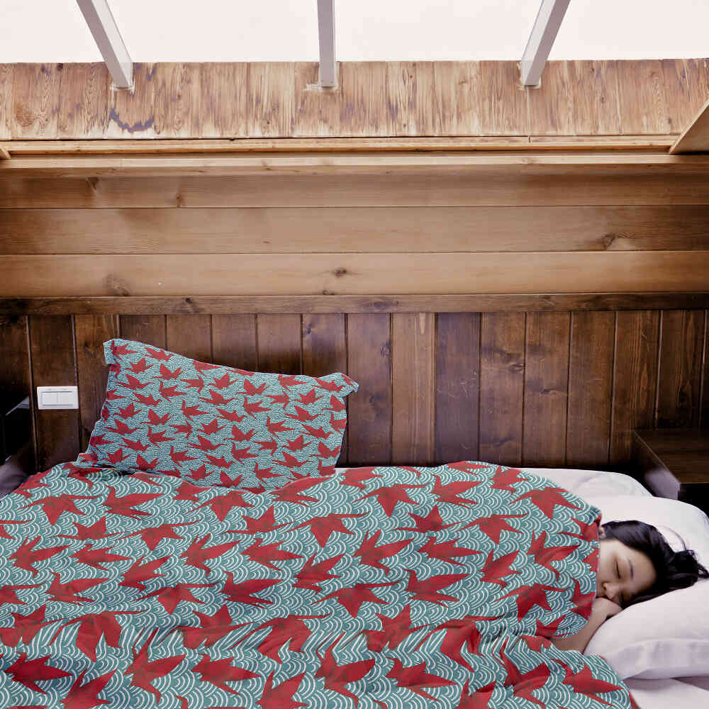 Couverture thérapeutique originale - Housse en coton rouge Origami