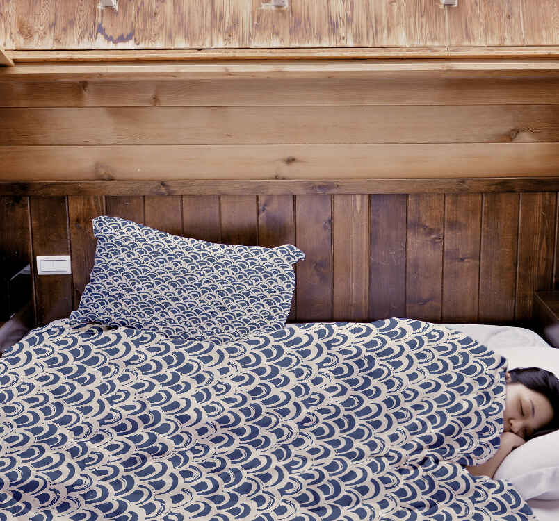 Set de ropa de cama con manta terapéutica patrón de ondas azules