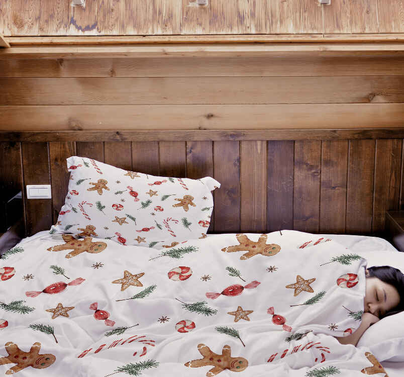 Originele therapiedeken - katoenen hoes witte kersttijd