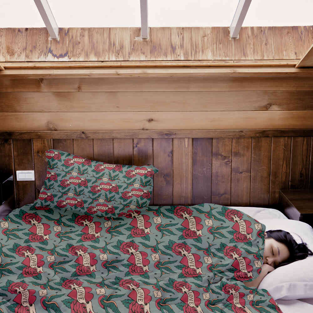 Set di biancheria da letto con coperta terapeutica Love Tattoo