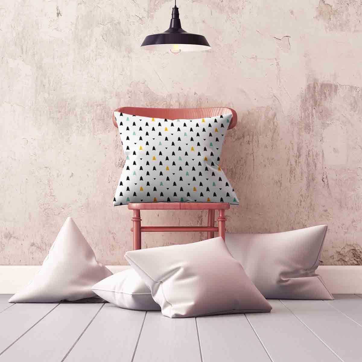 Health pillow white with small fir trees