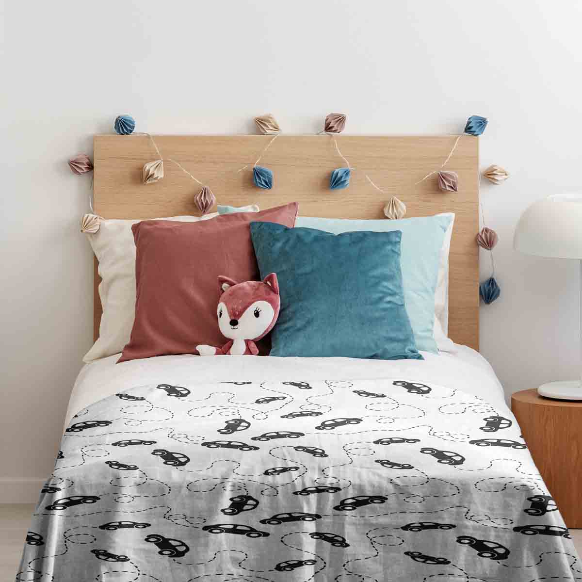 Manta terapéutica original - Funda de algodón con coches negros