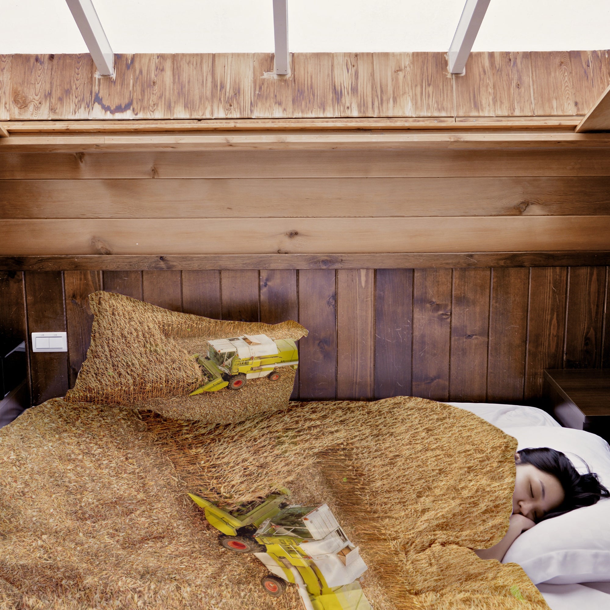 Set de ropa de cama con manta terapéutica Tractor en el campo