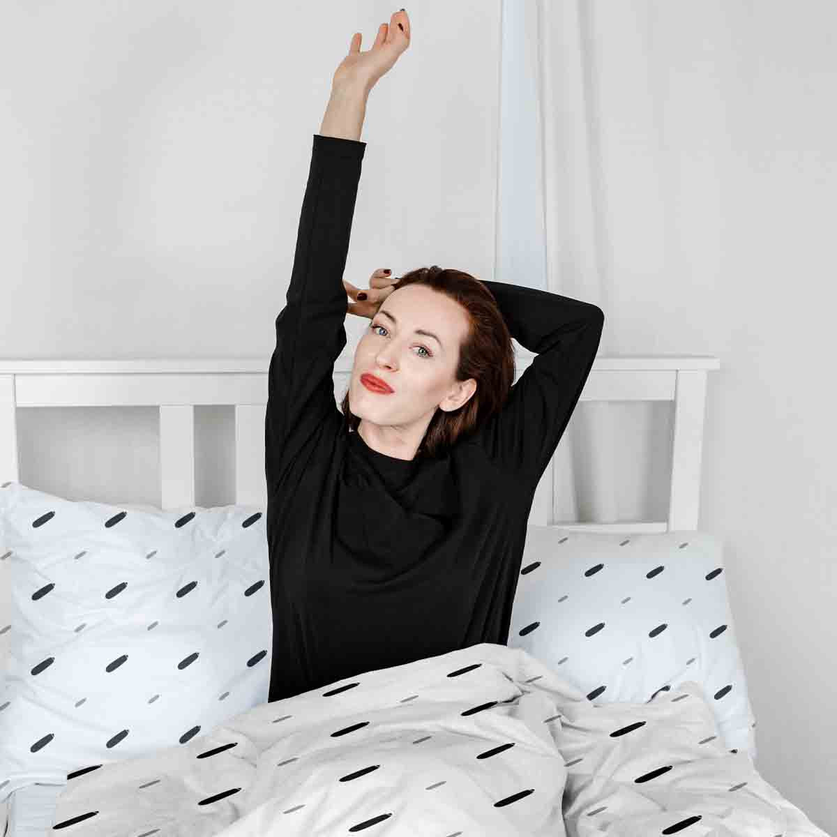 Therapy blankets bedding set white with short stripes