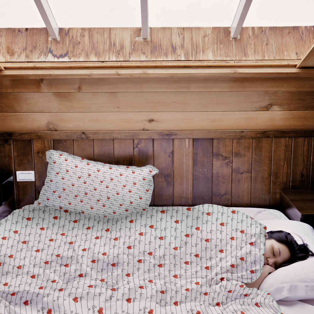 Manta terapéutica original - Funda de algodón blanca con inscripción Love