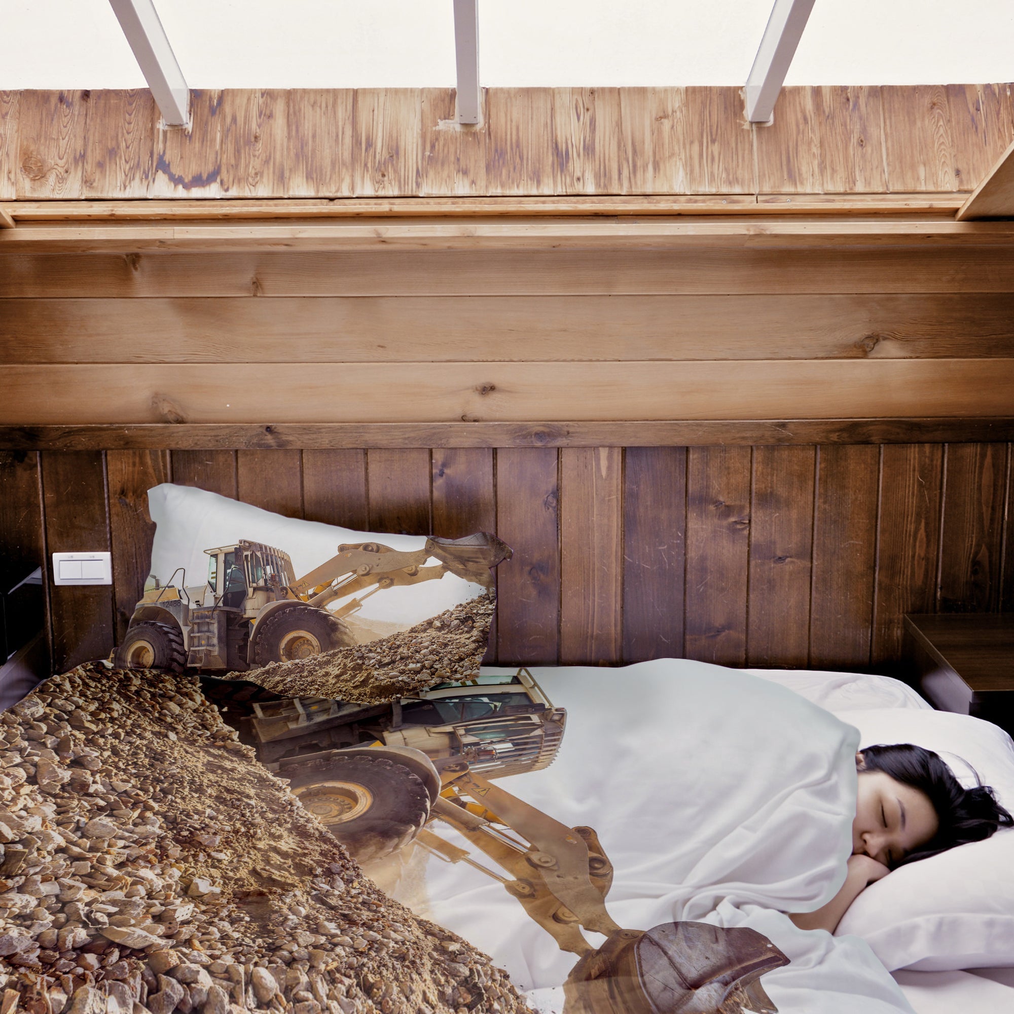 Manta terapéutica original - Funda de algodón Tractor en la montaña