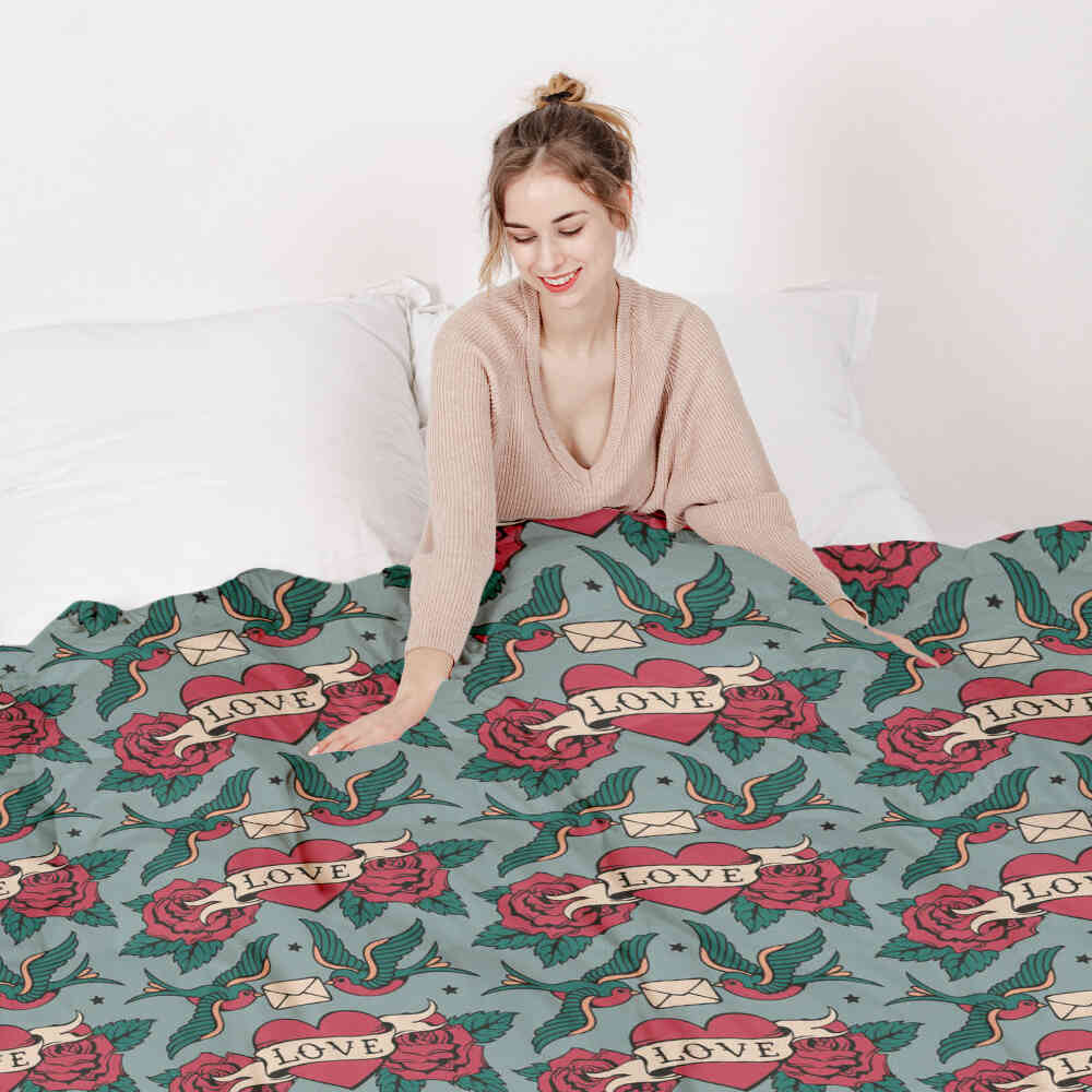Set di biancheria da letto con coperta terapeutica Love Tattoo