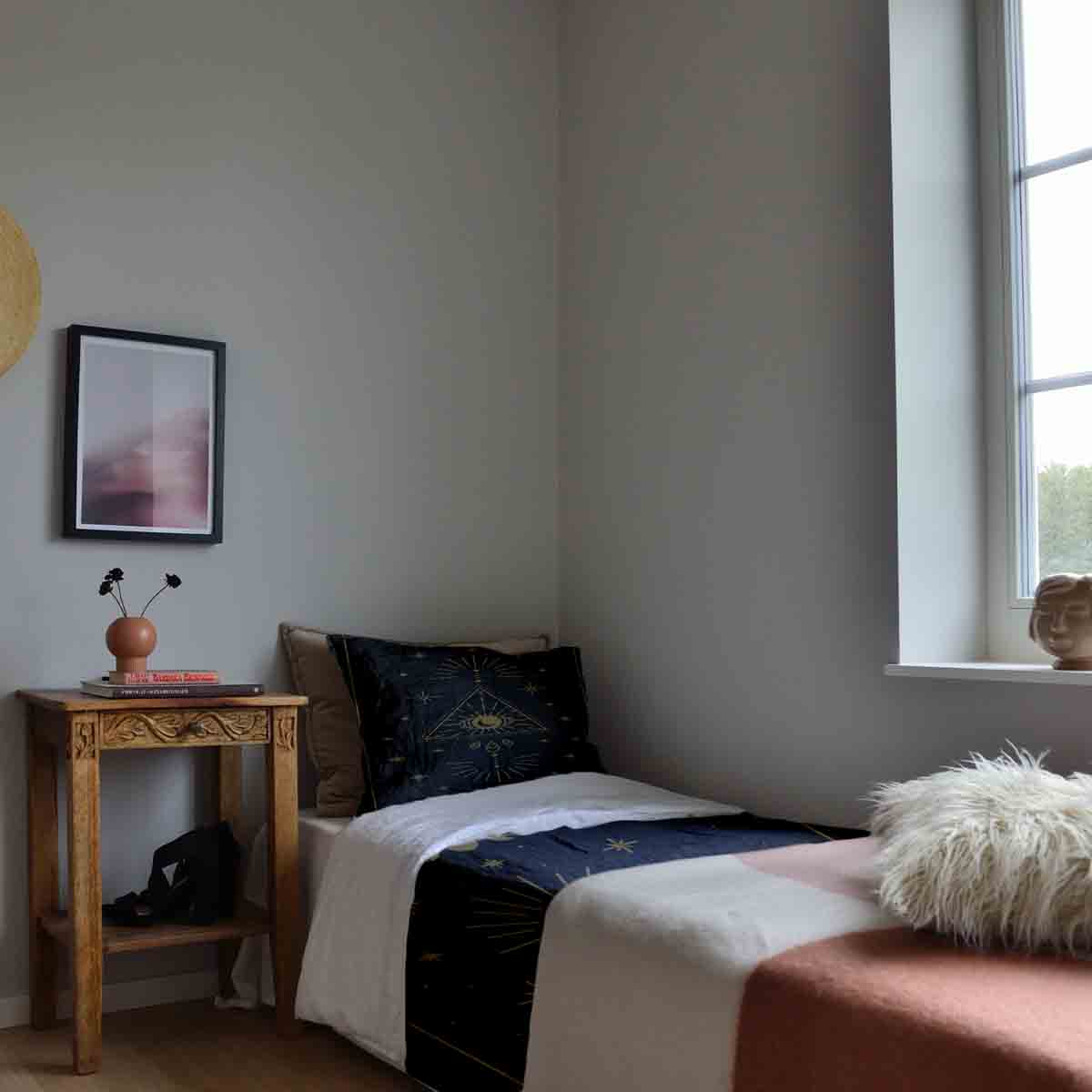 Set de ropa de cama con manta terapéutica negro sol y cosmos