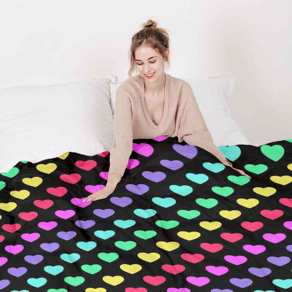 Therapy blankets bedding set colorful hearts