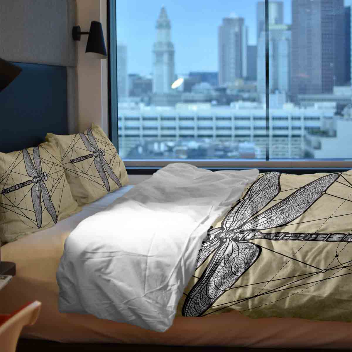 Therapy blankets bedding set yellow with dragonfly