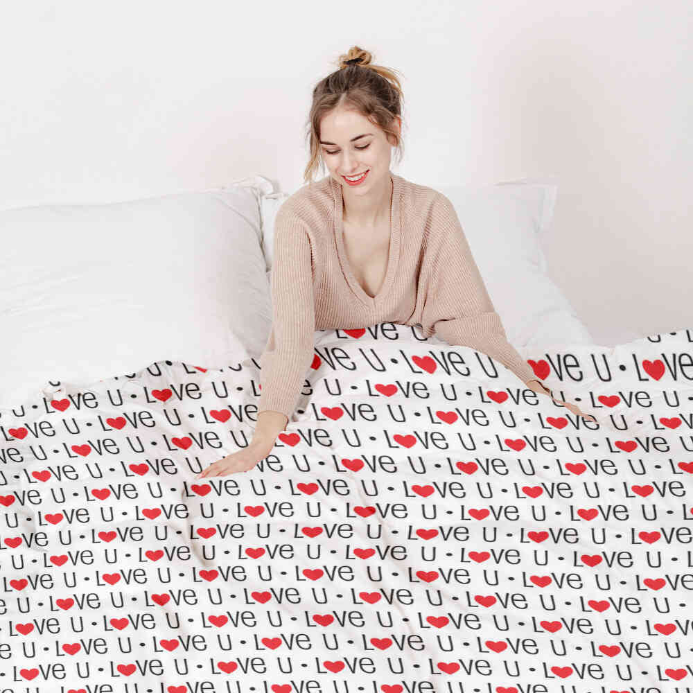 Original therapy blanket - cotton cover white Love U