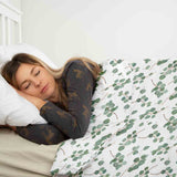 Original therapy blanket - cotton cover white with eucalyptus branches