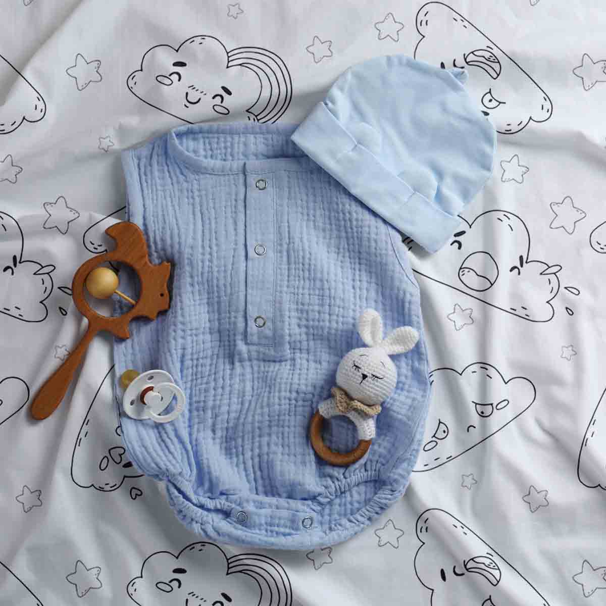 Therapy blankets bedding set white with funny clouds