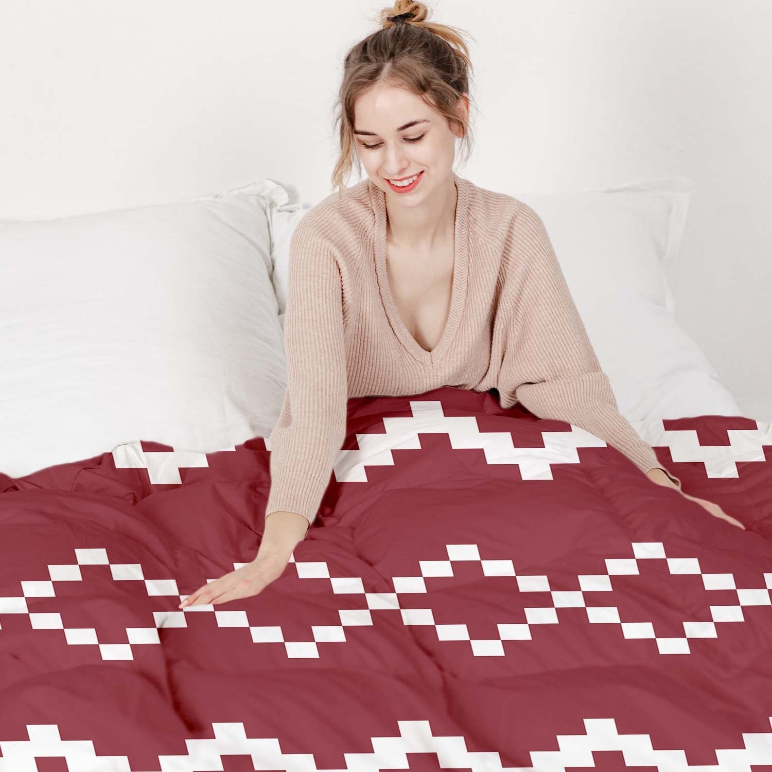 Original therapy blanket - cotton cover with red Christmas pattern