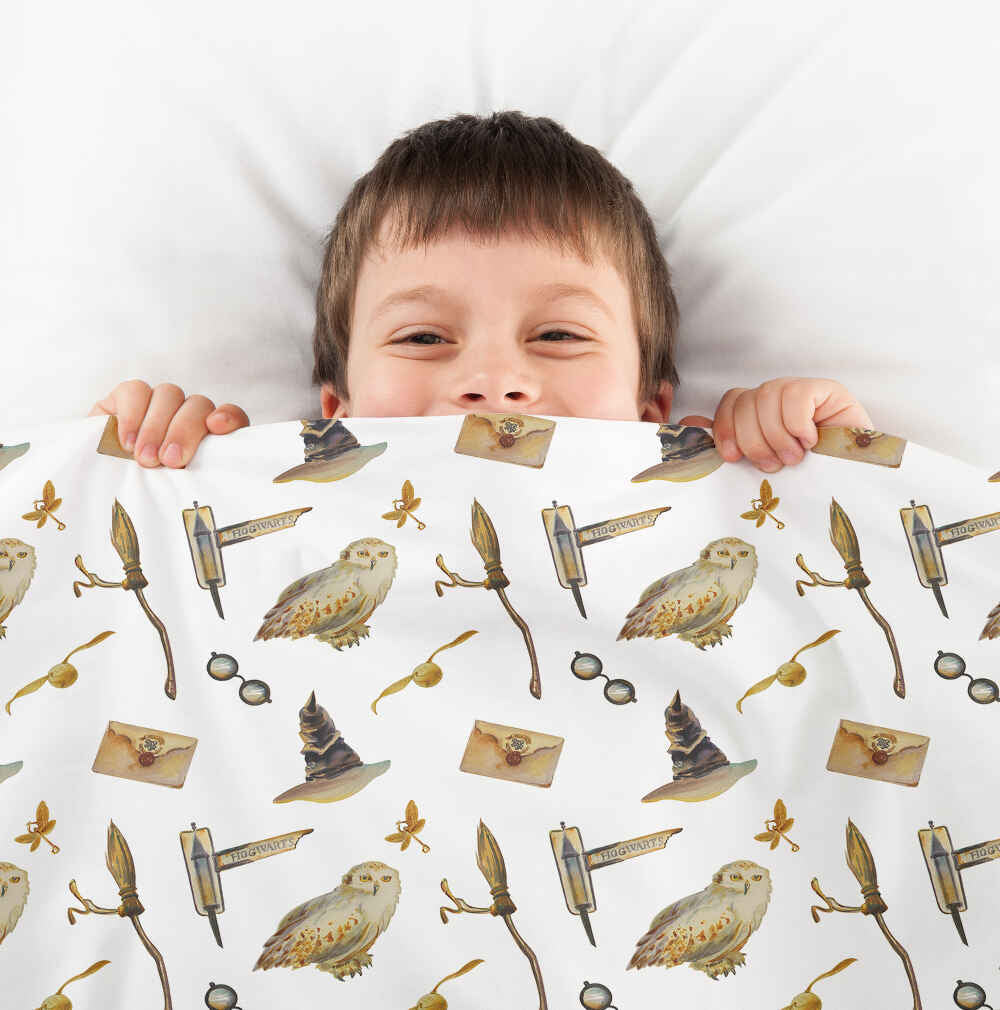 Originele therapiedeken - katoenen hoes wit met uilen