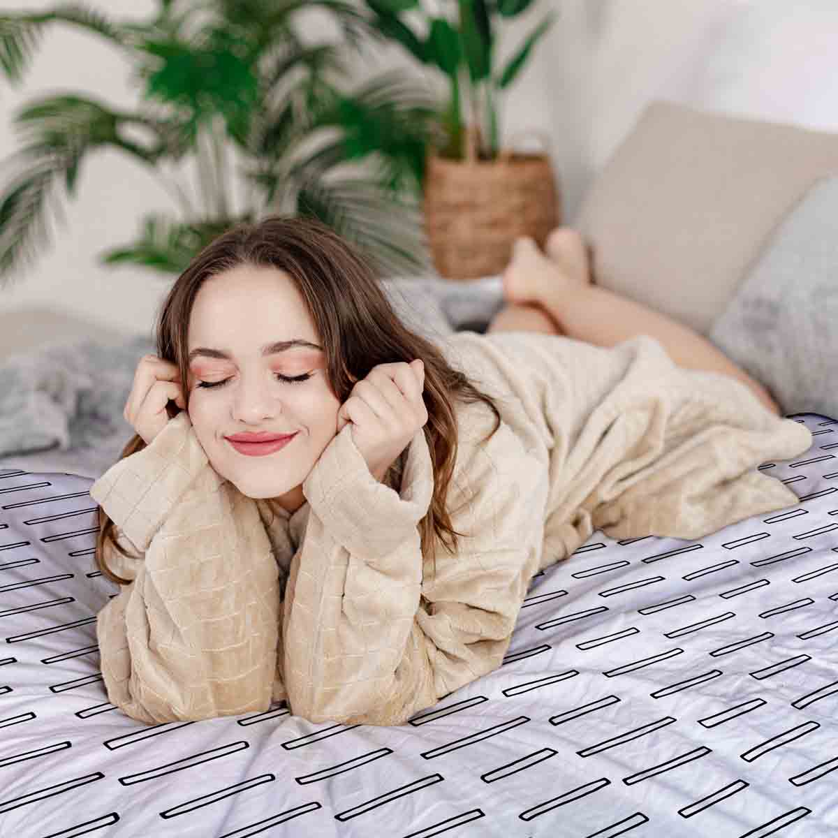 Therapy blankets bedding set white thick stripes