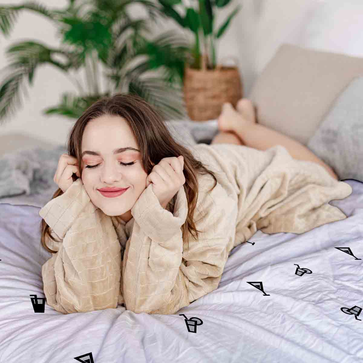 Therapy blankets bedding set white cocktails