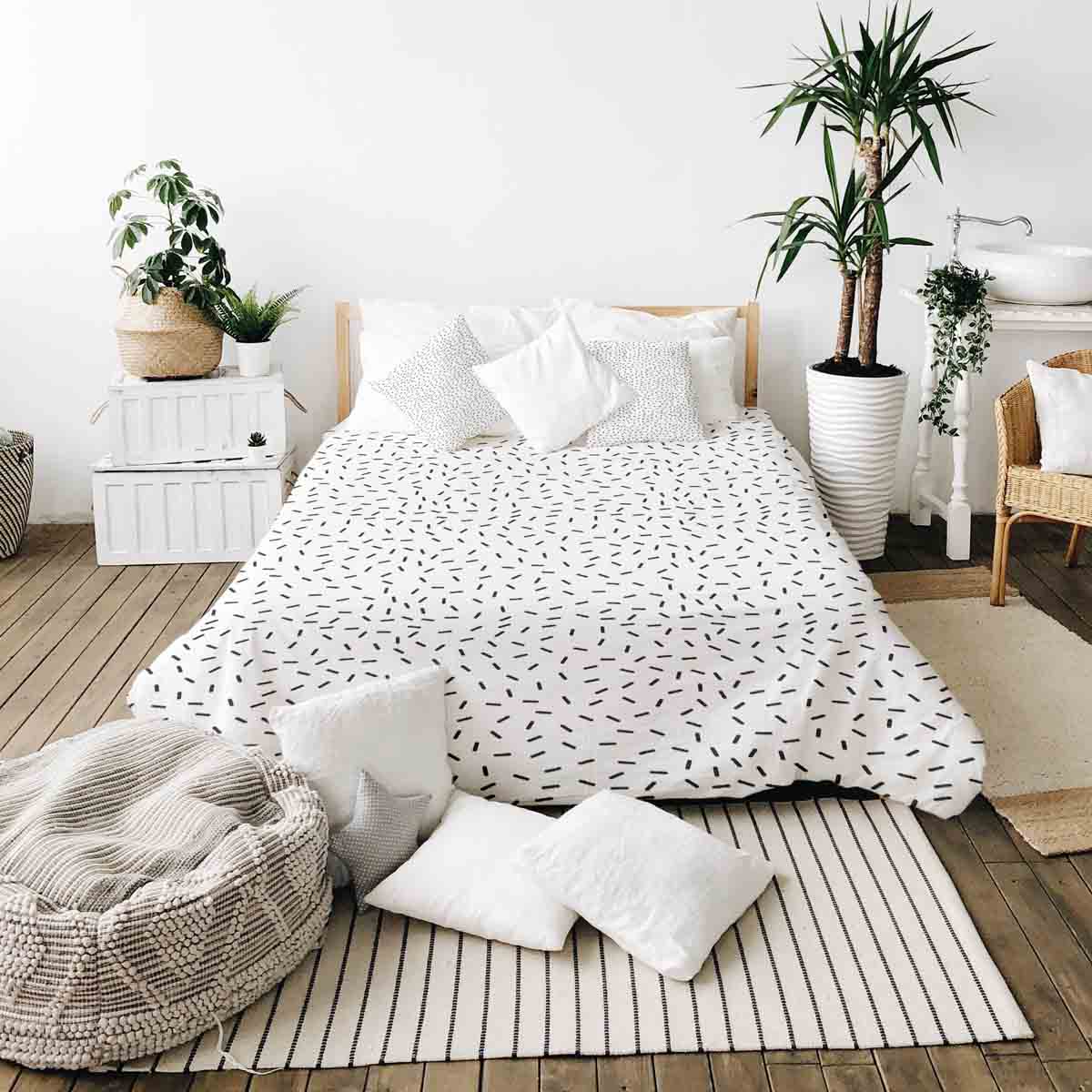 Therapiedekens beddengoedset met zwarte strepen