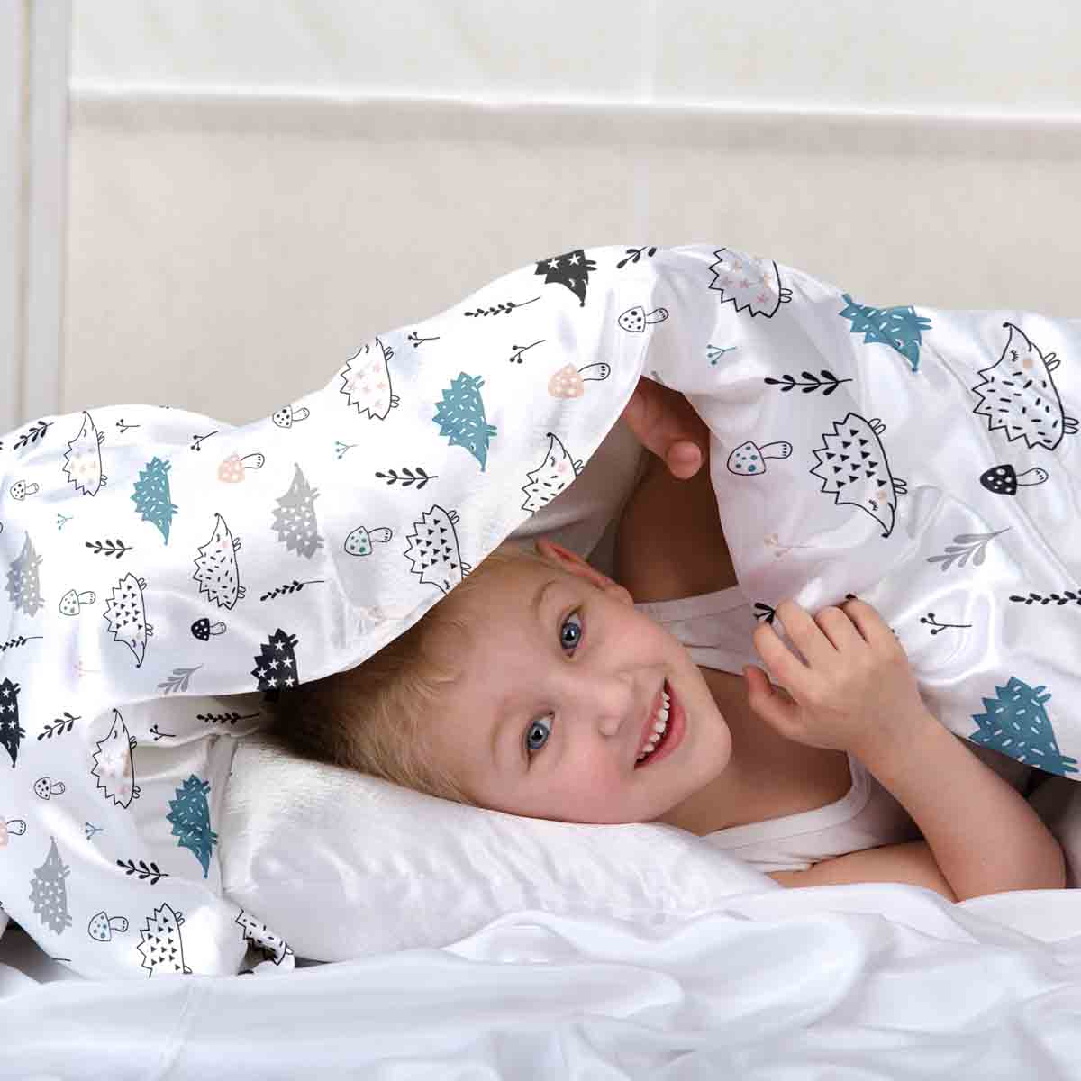 Originele therapiedeken - katoenen hoes wit met egel