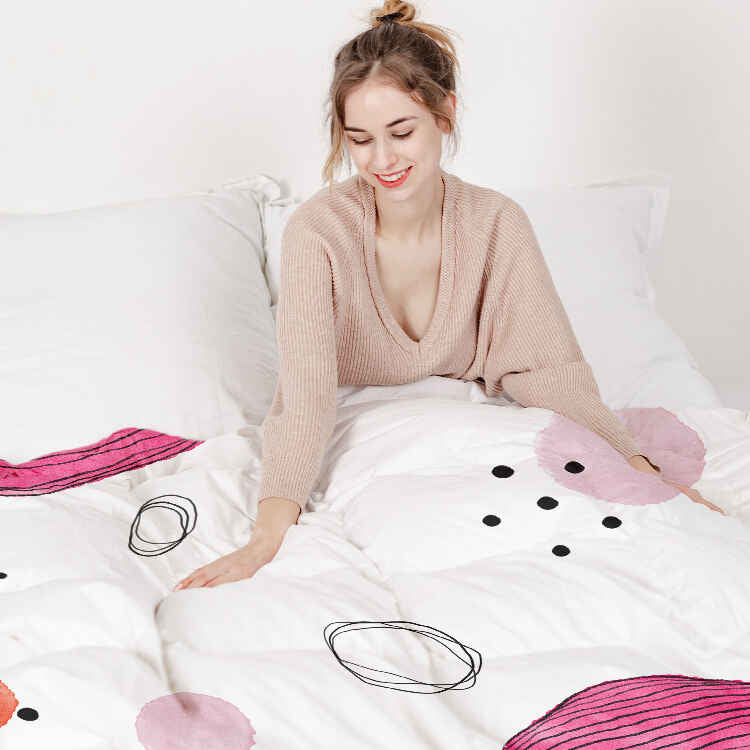 Set de ropa de cama con mantas terapéuticas círculos abstractos