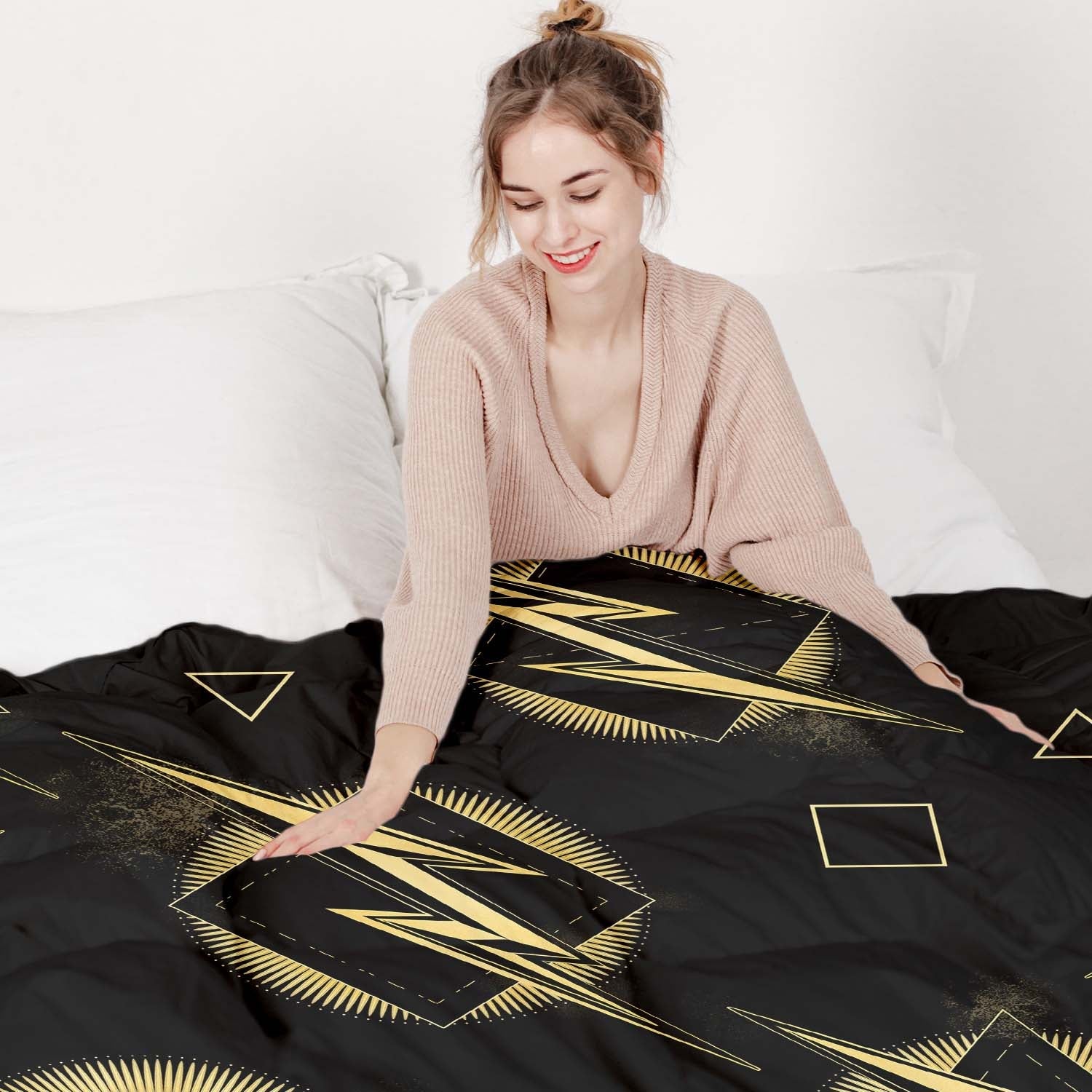 Therapiedekens beddengoed set gele bliksem