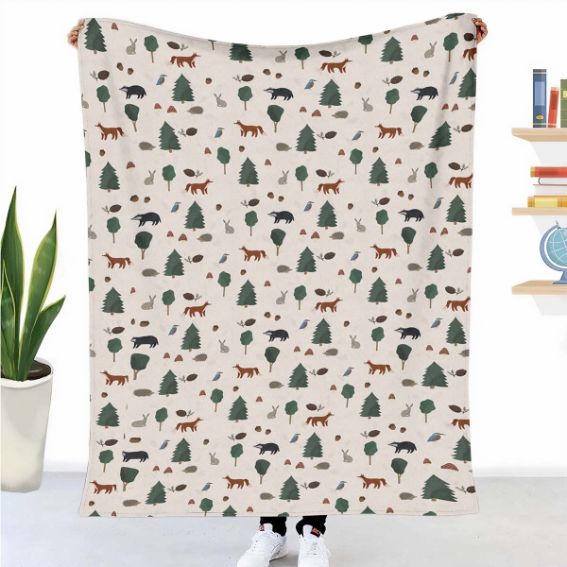 Couverture thérapeutique originale - Housse en coton animaux de la forêt
