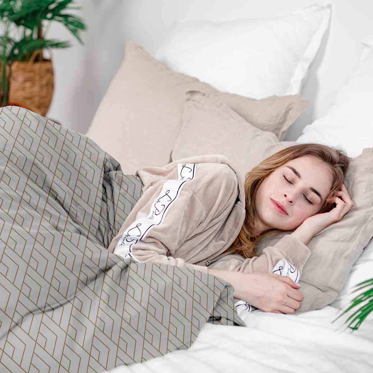 Therapiedekens beddengoedset met gouden streeppatroon