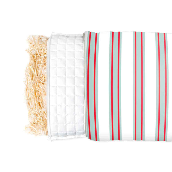 Red and green striped health pillow for adults