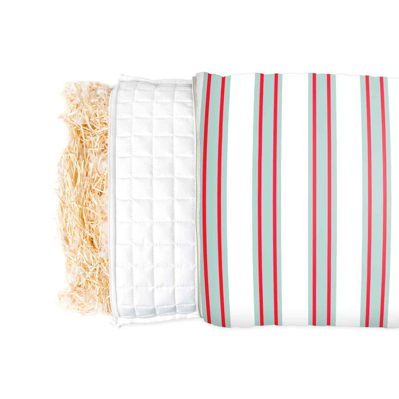Red and green striped health pillow for adults