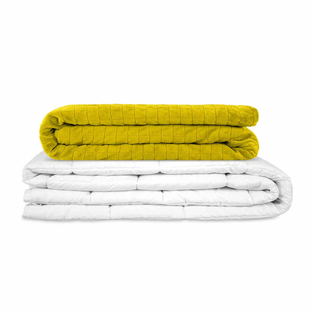 Original therapy blanket - weighted blanket with 4-season cover in lemon for adults