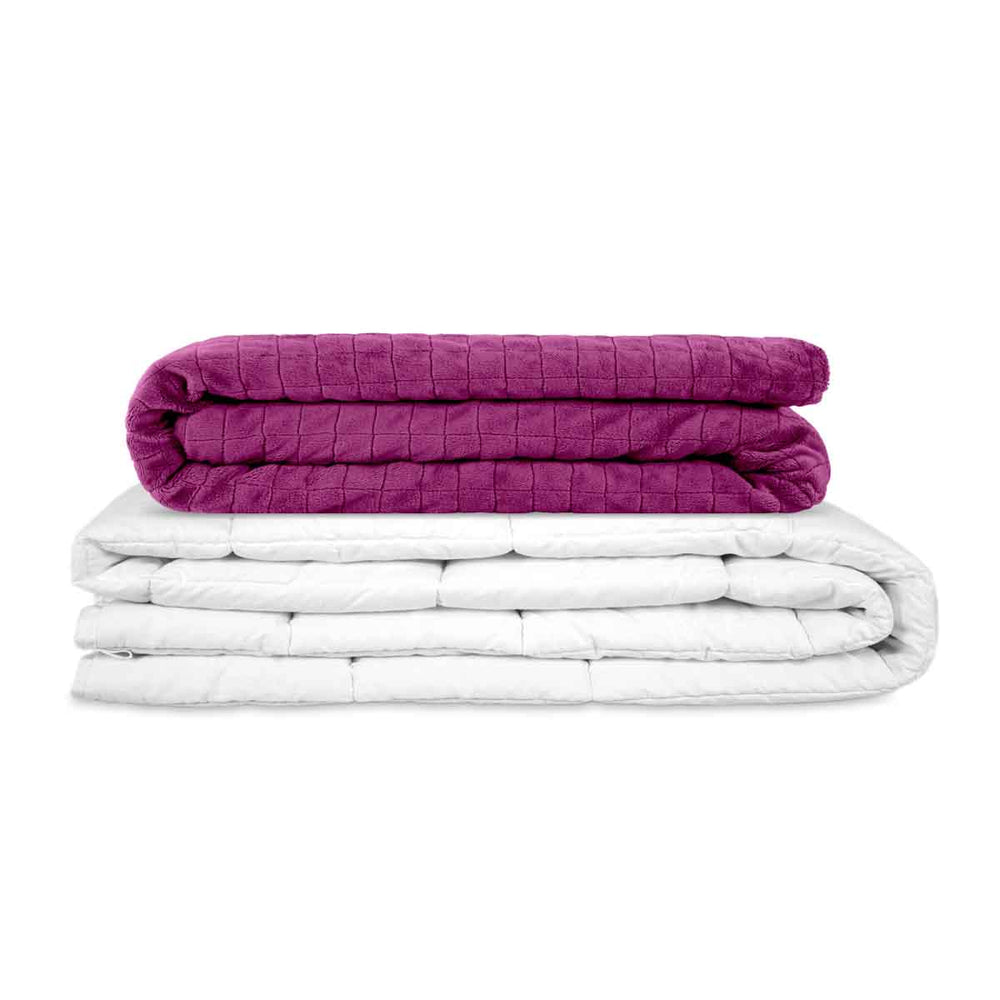 Couverture thérapeutique originale - Couverture pondérée avec housse 4 saisons en violet pour adultes
