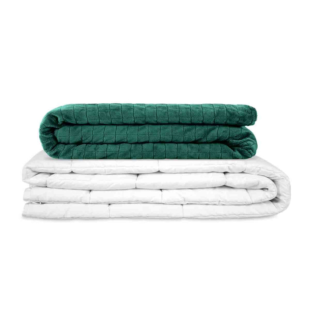 Couverture thérapeutique originale - Couverture pondérée avec housse 4 saisons en vert sapin pour adultes