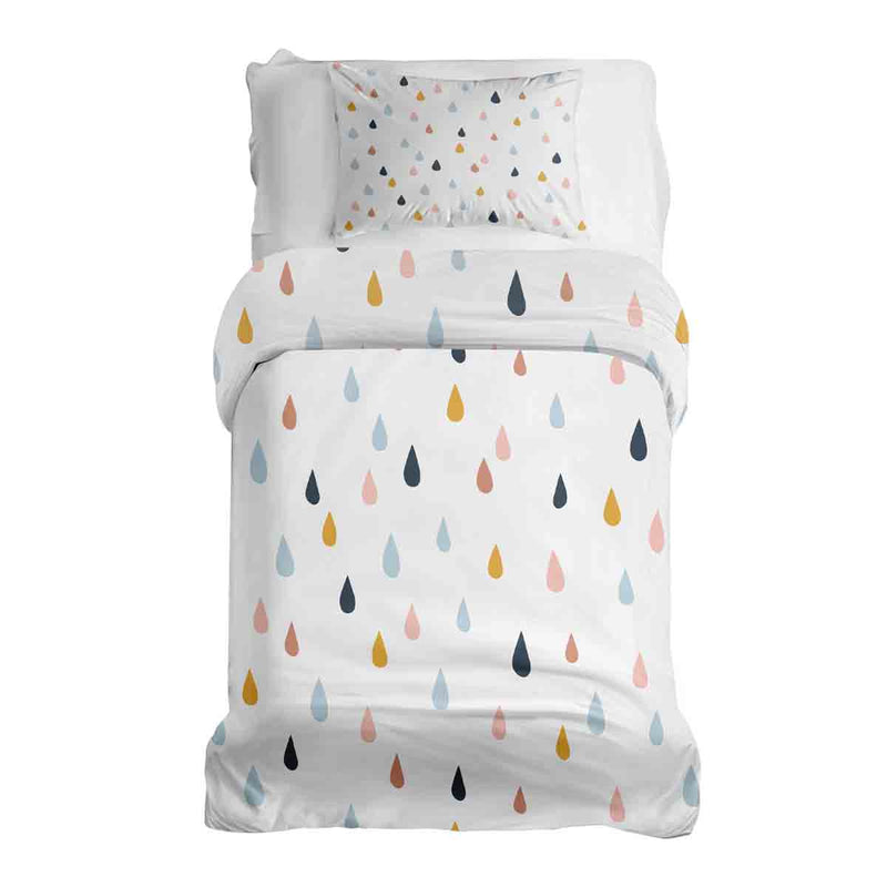 Therapy blanket and bedding set with colorful drops.