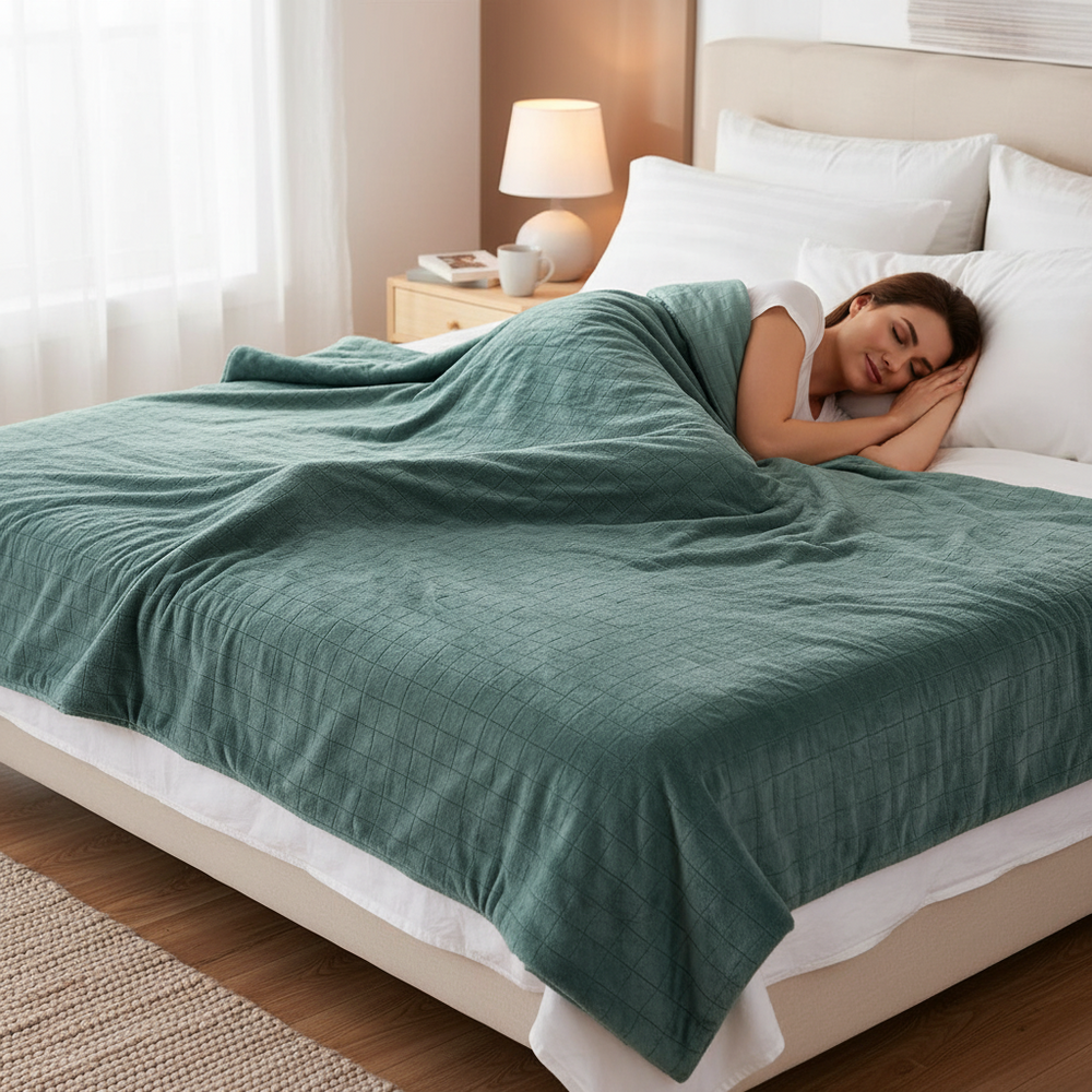 Coperta terapeutica originale - Coperta ponderata con rivestimento per 4 stagioni in verde menta per adulti