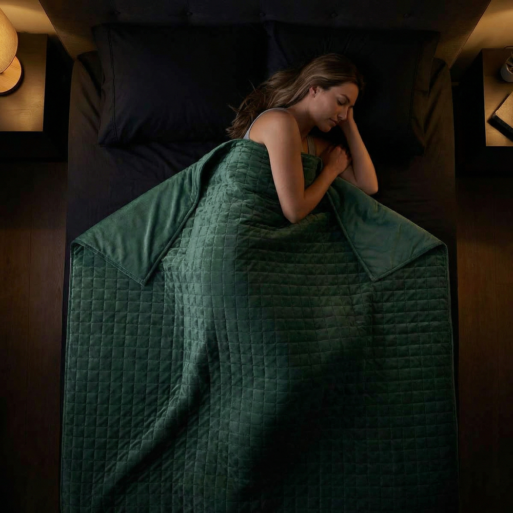 Coperta terapeutica originale - Coperta ponderata con rivestimento per 4 stagioni in verde menta per adulti