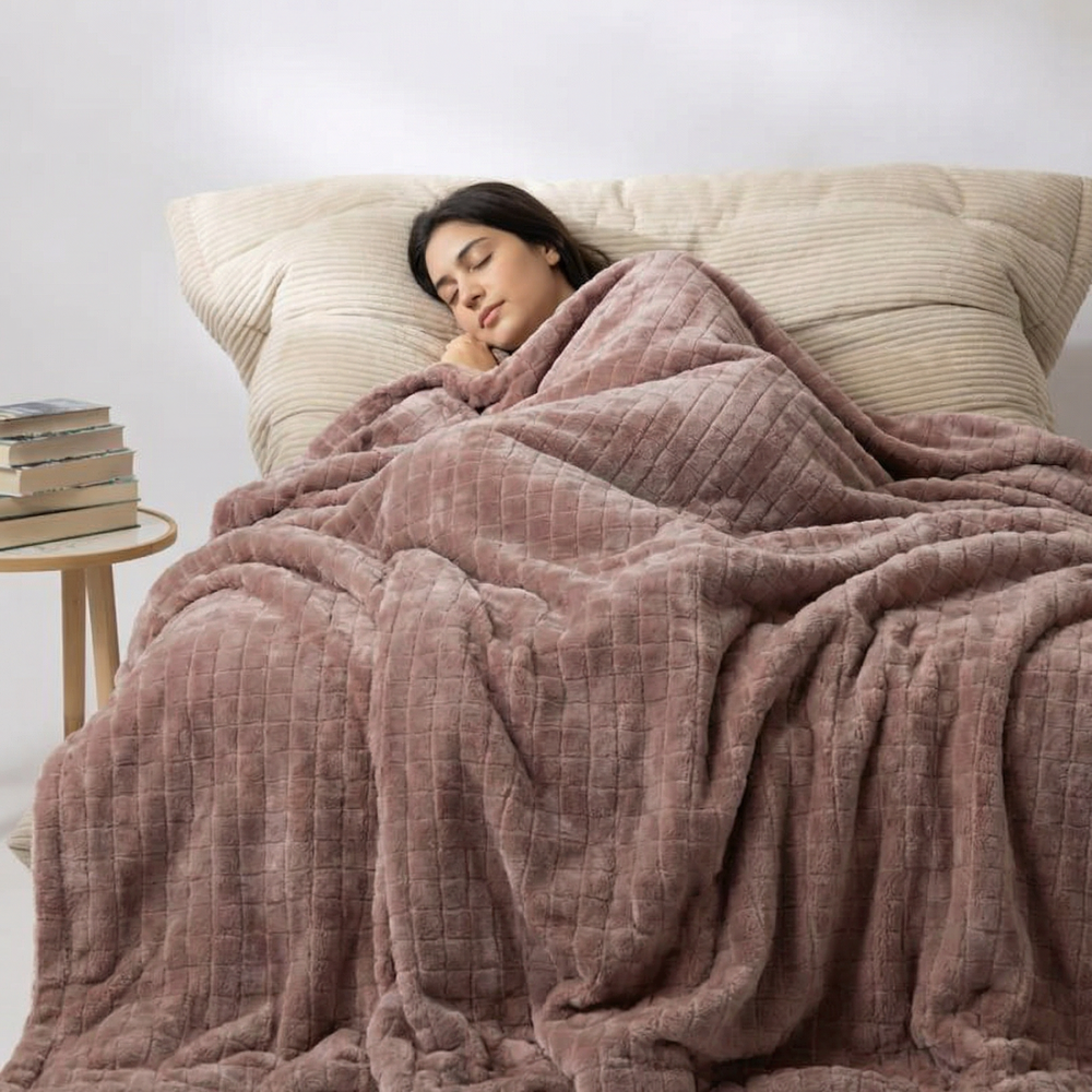 Original therapy blanket - weighted blanket with 4-season cover in powder pink for adults