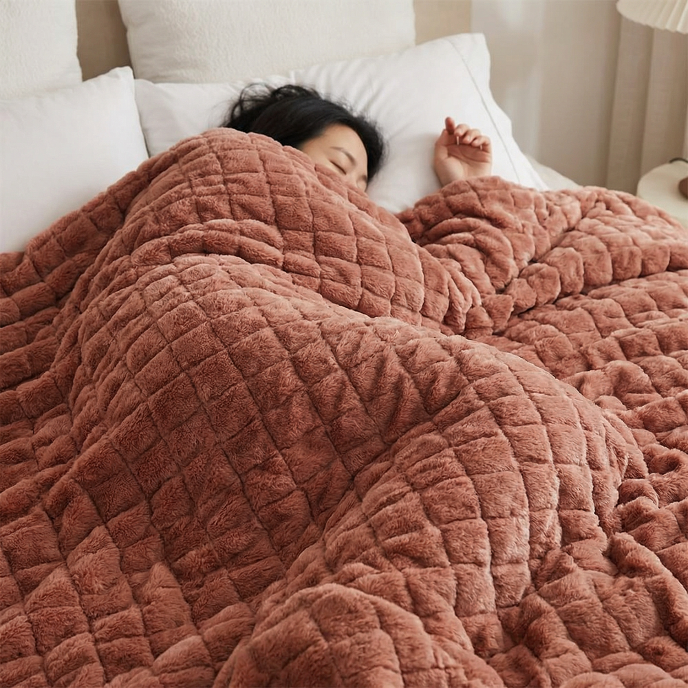 Original therapy blanket - weighted blanket with 4-season cover in powder pink for adults